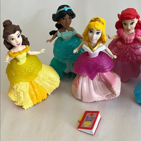 Disney Glitter Princess Doll Set in Yellow, Teal, Pink, Red, Blue, Purple - Picture 2 of 3